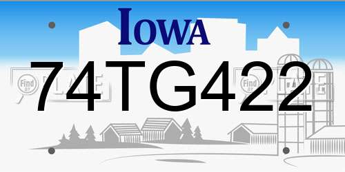 74TG422 Iowa License Plate