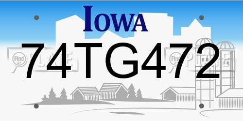 74TG472 Iowa License Plate