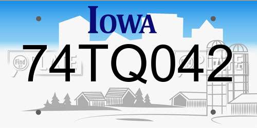 74TQ042 Iowa License Plate