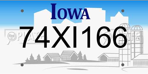 74XI166 Iowa License Plate