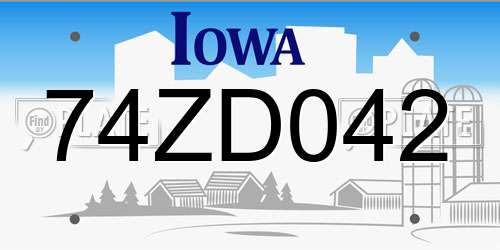 74ZD042 Iowa License Plate