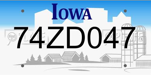 74ZD047 Iowa License Plate