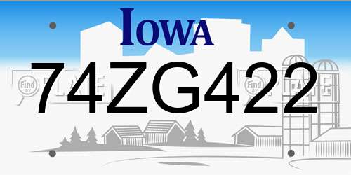 74ZG422 Iowa License Plate