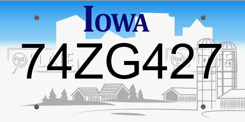 74ZG427 Iowa License Plate