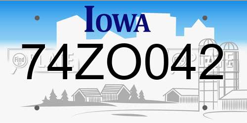 74ZO042 Iowa License Plate