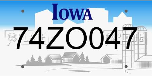 74ZO047 Iowa License Plate