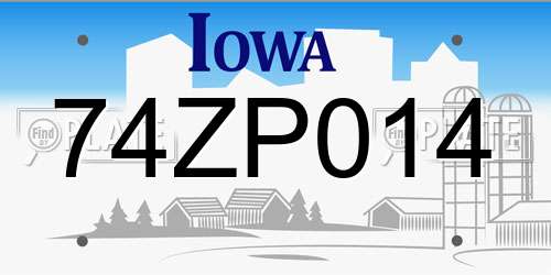 74ZP014 Iowa License Plate