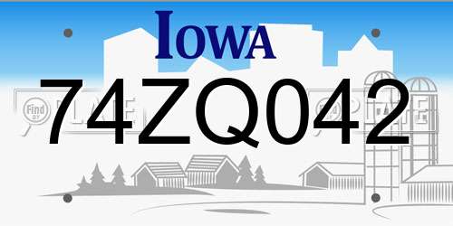 74ZQ042 Iowa License Plate
