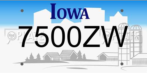 7500ZW Iowa License Plate