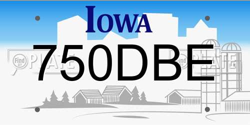 750DBE Iowa License Plate
