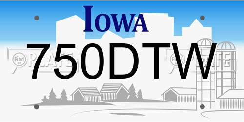 750DTW Iowa License Plate