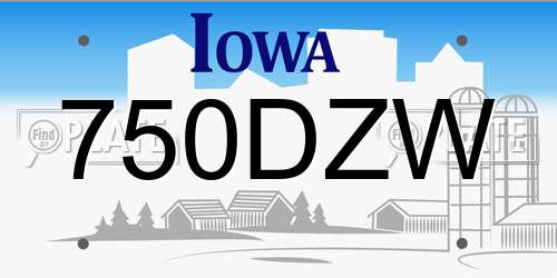 750DZW Iowa License Plate