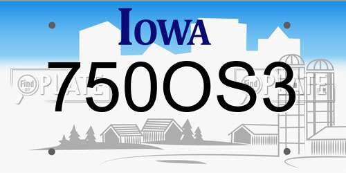 750OS3 Iowa License Plate