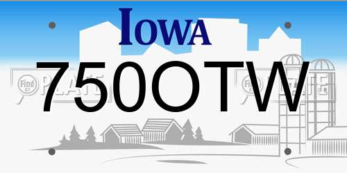 750OTW Iowa License Plate
