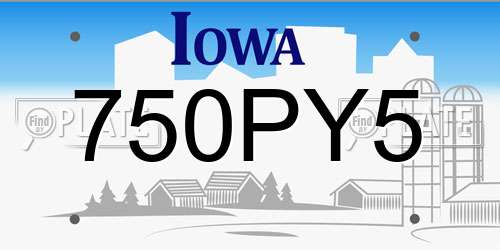 750PY5 Iowa License Plate