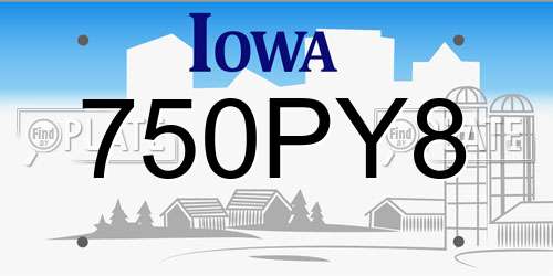 750PY8 Iowa License Plate