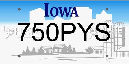 750PYS Iowa License Plate