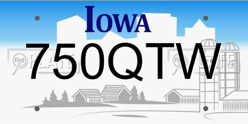 750QTW Iowa License Plate