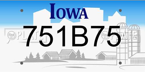 751B75 Iowa License Plate