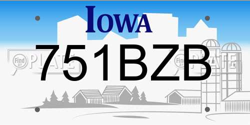 751BZB Iowa License Plate