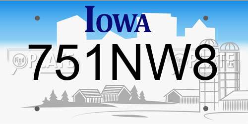 751NW8 Iowa License Plate