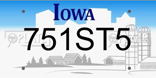 751ST5 Iowa License Plate