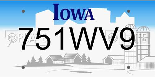 751WV9 Iowa License Plate