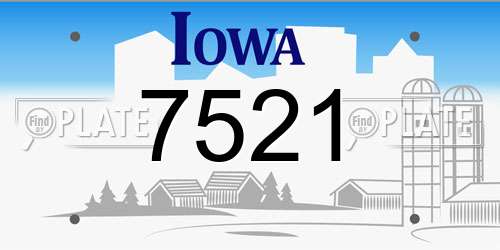 7521 Iowa License Plate