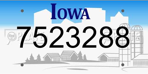 7523288 Iowa License Plate