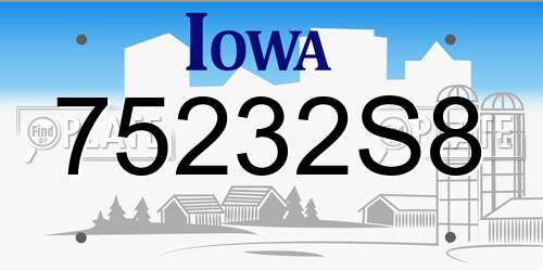 75232S8 Iowa License Plate