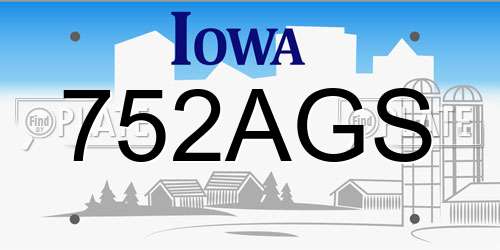 752AGS Iowa License Plate