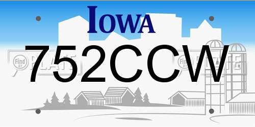 752CCW Iowa License Plate