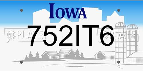 752IT6 Iowa License Plate
