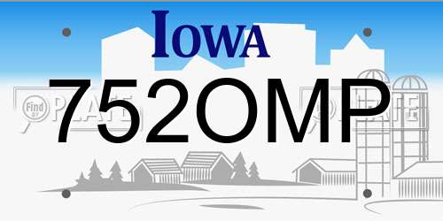 752OMP Iowa License Plate