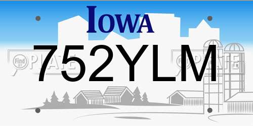 752YLM Iowa License Plate