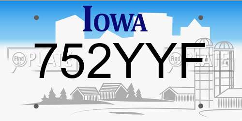 752YYF Iowa License Plate