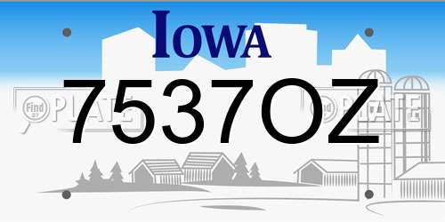 7537OZ Iowa License Plate