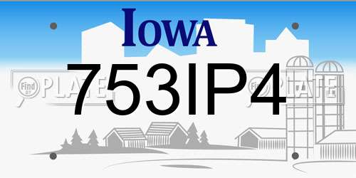 753IP4 Iowa License Plate