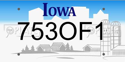 753OF1 Iowa License Plate