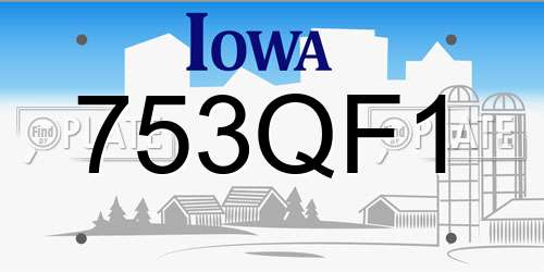 753QF1 Iowa License Plate
