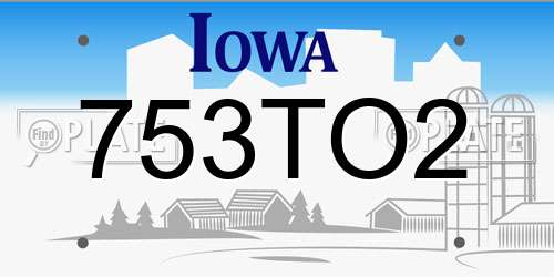 753TO2 Iowa License Plate