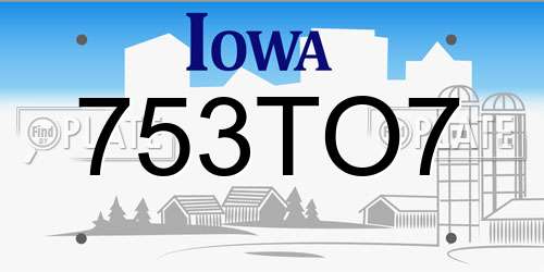 753TO7 Iowa License Plate
