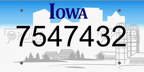 7547432 Iowa License Plate