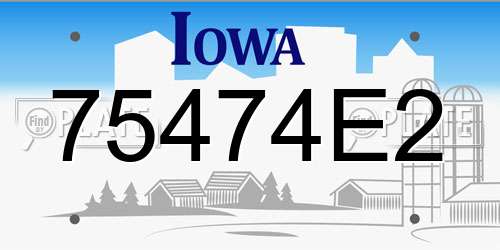 75474E2 Iowa License Plate