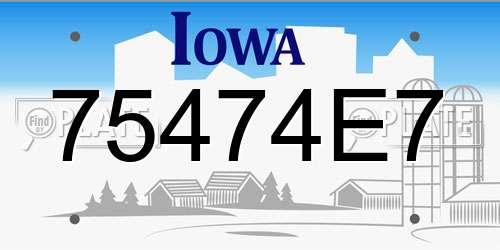 75474E7 Iowa License Plate
