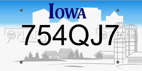 754QJ7 Iowa License Plate