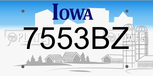 7553BZ Iowa License Plate