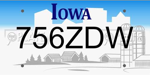 756ZDW Iowa License Plate