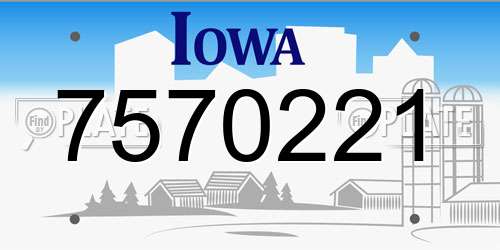 7570221 Iowa License Plate