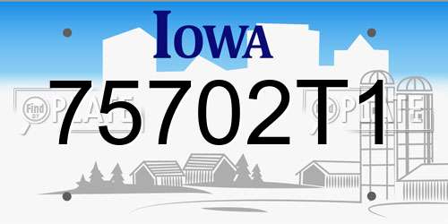 75702T1 Iowa License Plate